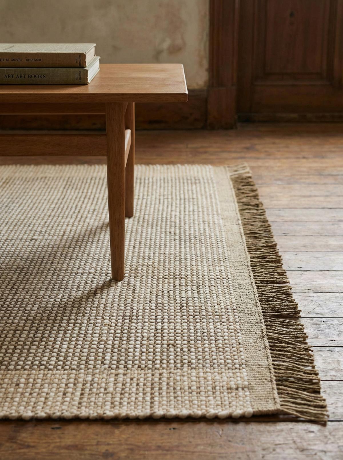 WOLLTEPPICH handgewebt mit Fransen PISA, geometrisch, Olivgrün, 160 x 230 cm - Beige, Textil (230/160cm) - KADIMA DESIGN