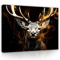 LEINWANDBILD Abstrakt Hirsche 100x70 - Multicolor, Holzwerkstoff (100/70cm) - Wallarena