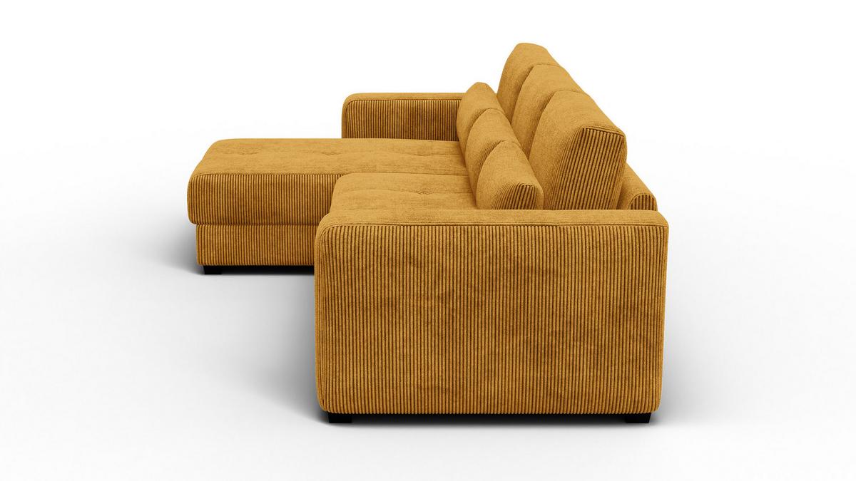 ECKSOFA OLI 4-Sitzer links, safran - Gelb, Holz/Textil (295/172cm) - Wozimo