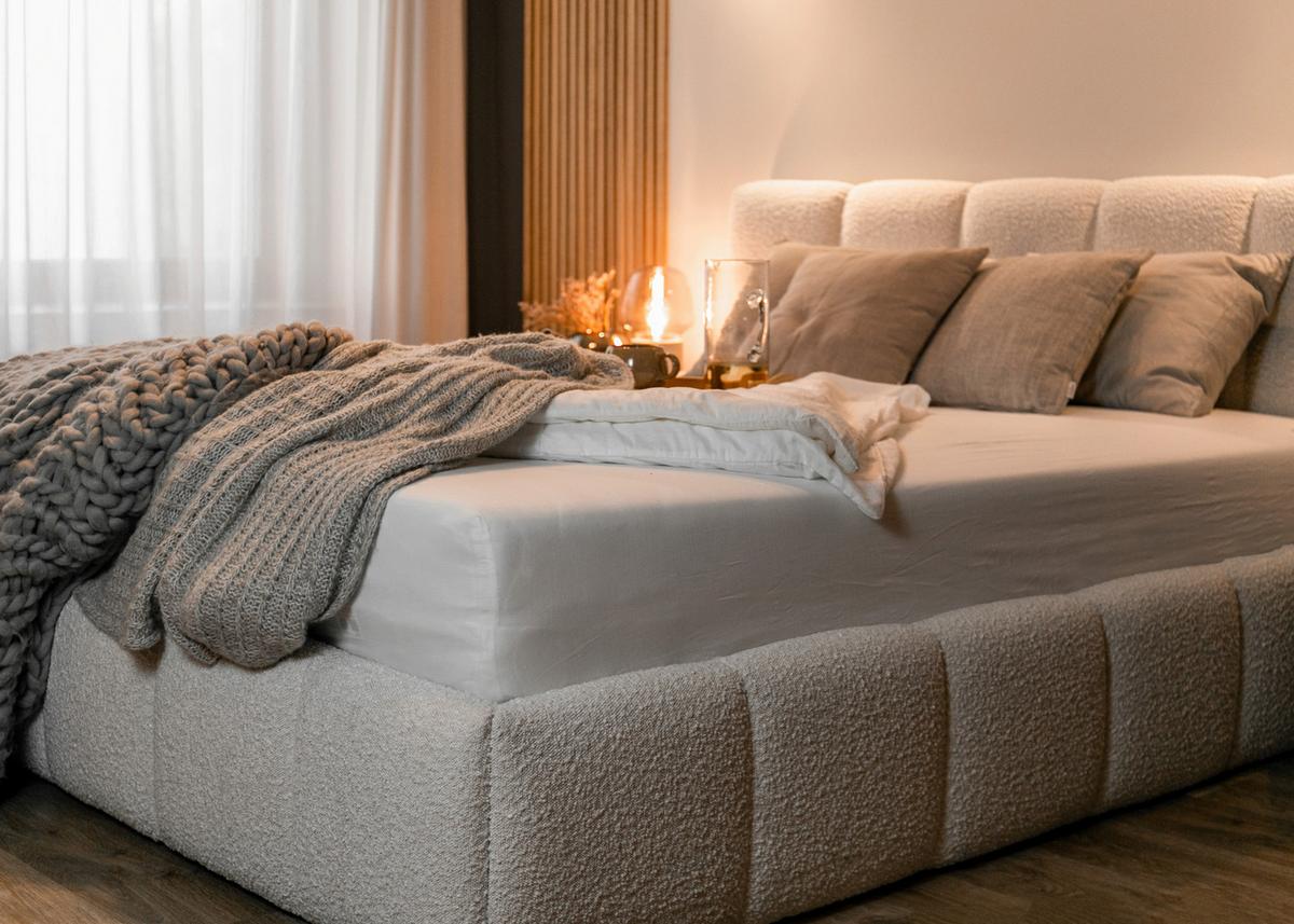 POLSTERBETT Cloudy Hellbeige Boucle 160 cm - Beige/Schwarz, Kunststoff/Textil (160/200cm) - Selsey