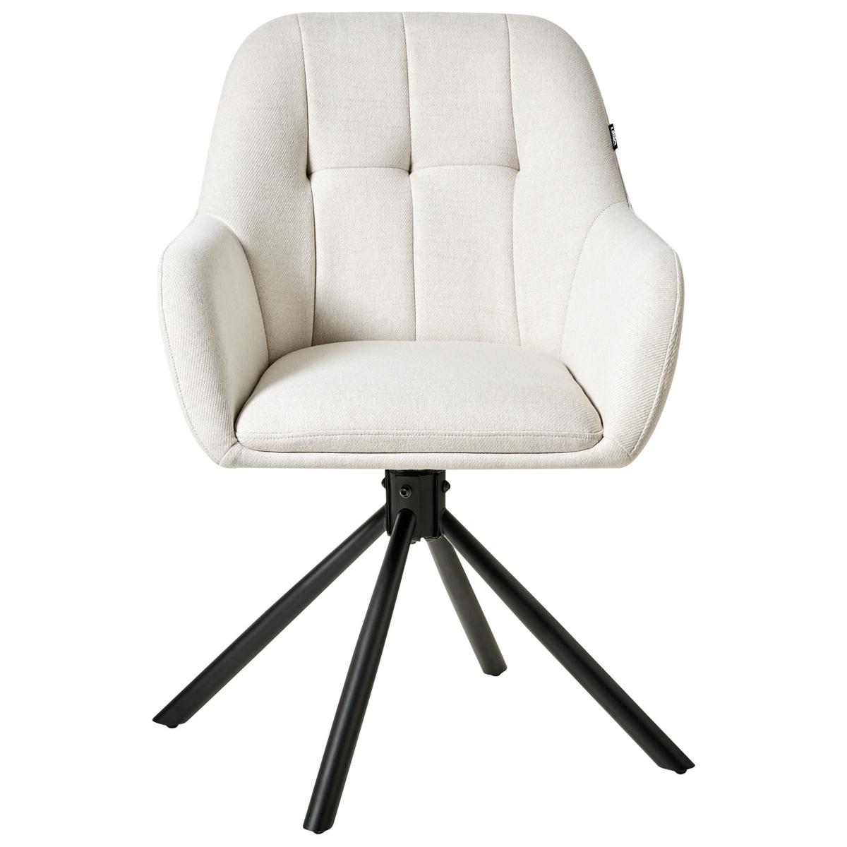 ESSZIMMERSTUHL drehbar Stoff Cremeweiß Ubly - Weiß, Textil (57/84/68cm) - Beliani