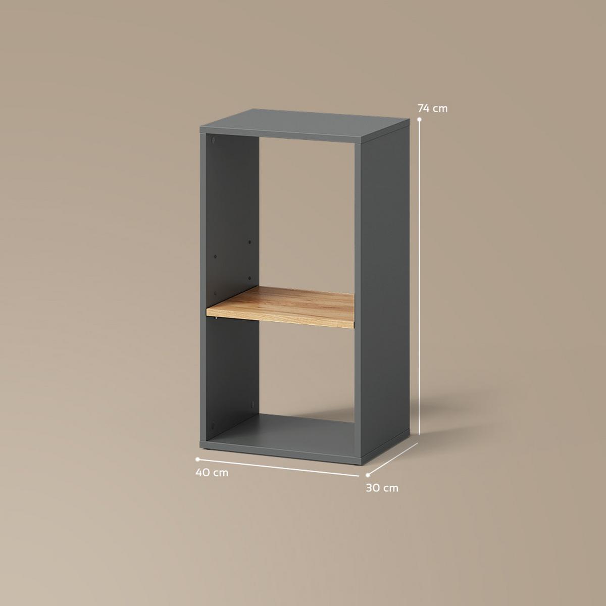 BÜCHERREGAL Lorena Anthrazit/Goldkraft Eiche mit 2 Fächern - Honigeiche/Anthrazit, Holzwerkstoff (40/74/30cm) - Livinity®