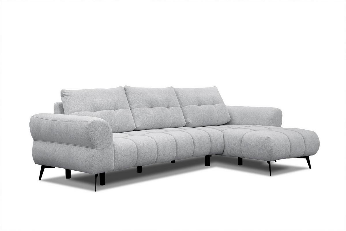 ECKSOFA SALVINI 4-Sitzer, hellgrau - Hellgrau/Schwarz, Holzwerkstoff/Textil (292/158cm) - Wozimo