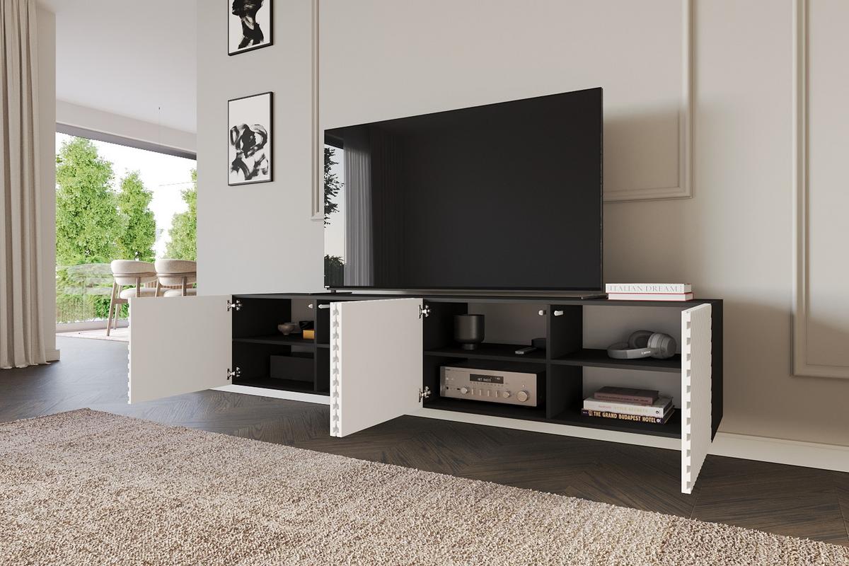 LOWBOARD ZENO-W 2x100x40x40 cm - Schwarz / Weiß - Weiß, Holzwerkstoff (200/40/40cm) - ALTDECOR