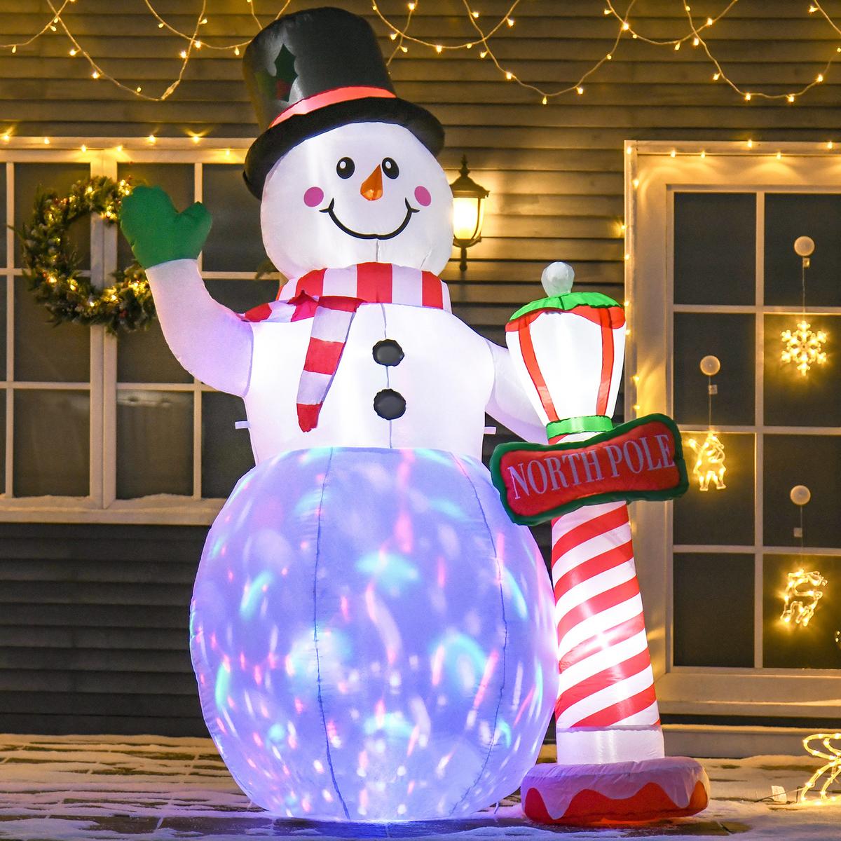 AUFBLASBAR Weihnachtsdeko 2,4 m Schneemann mit LED-Beleuchtung Gartendeko - Weiß, Kunststoff (103/240/164cm) - HOMCOM