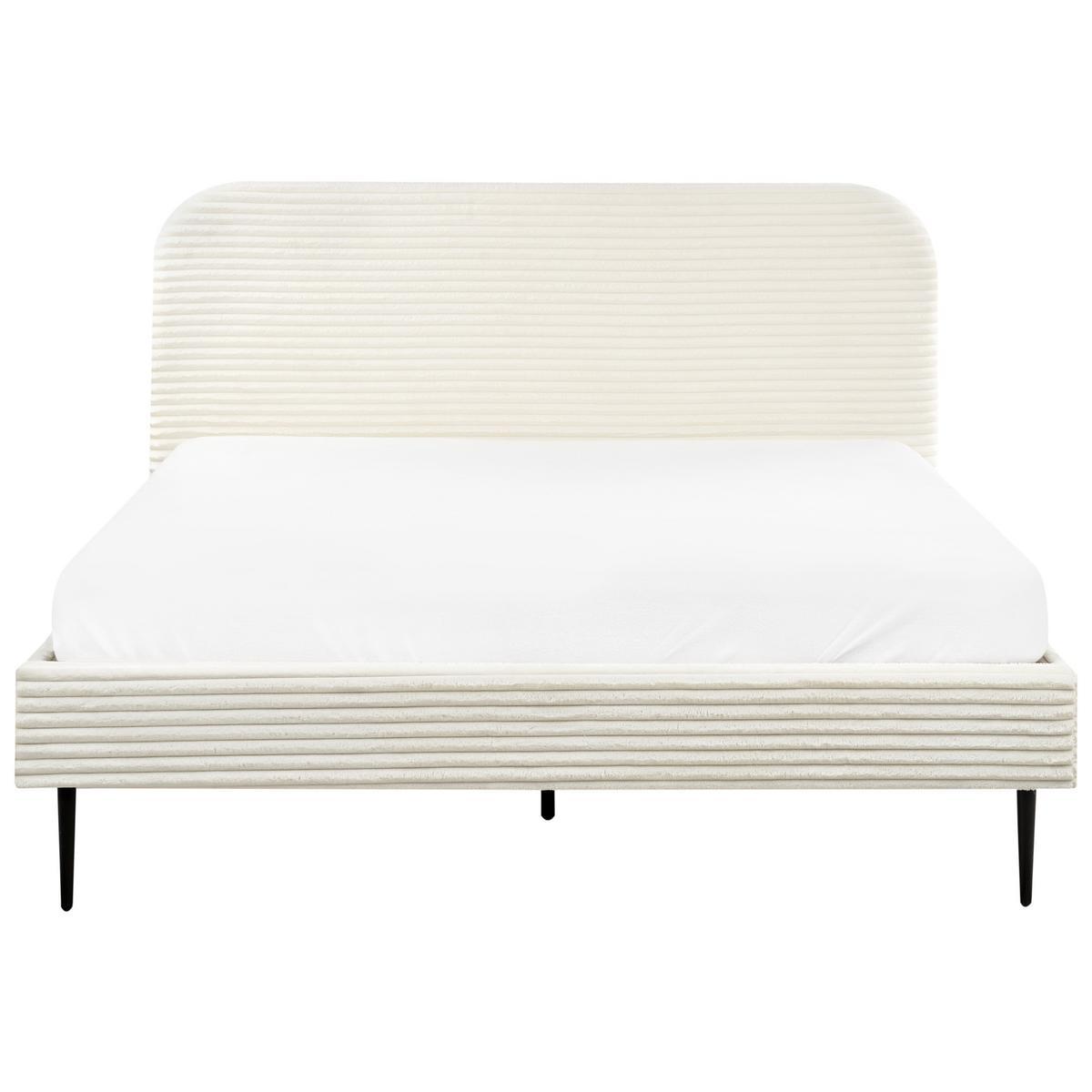 POLSTERBETT mit Lattenrost 160x200 cm Weiß Flayat - Creme, Textil (160/200cm) - Beliani