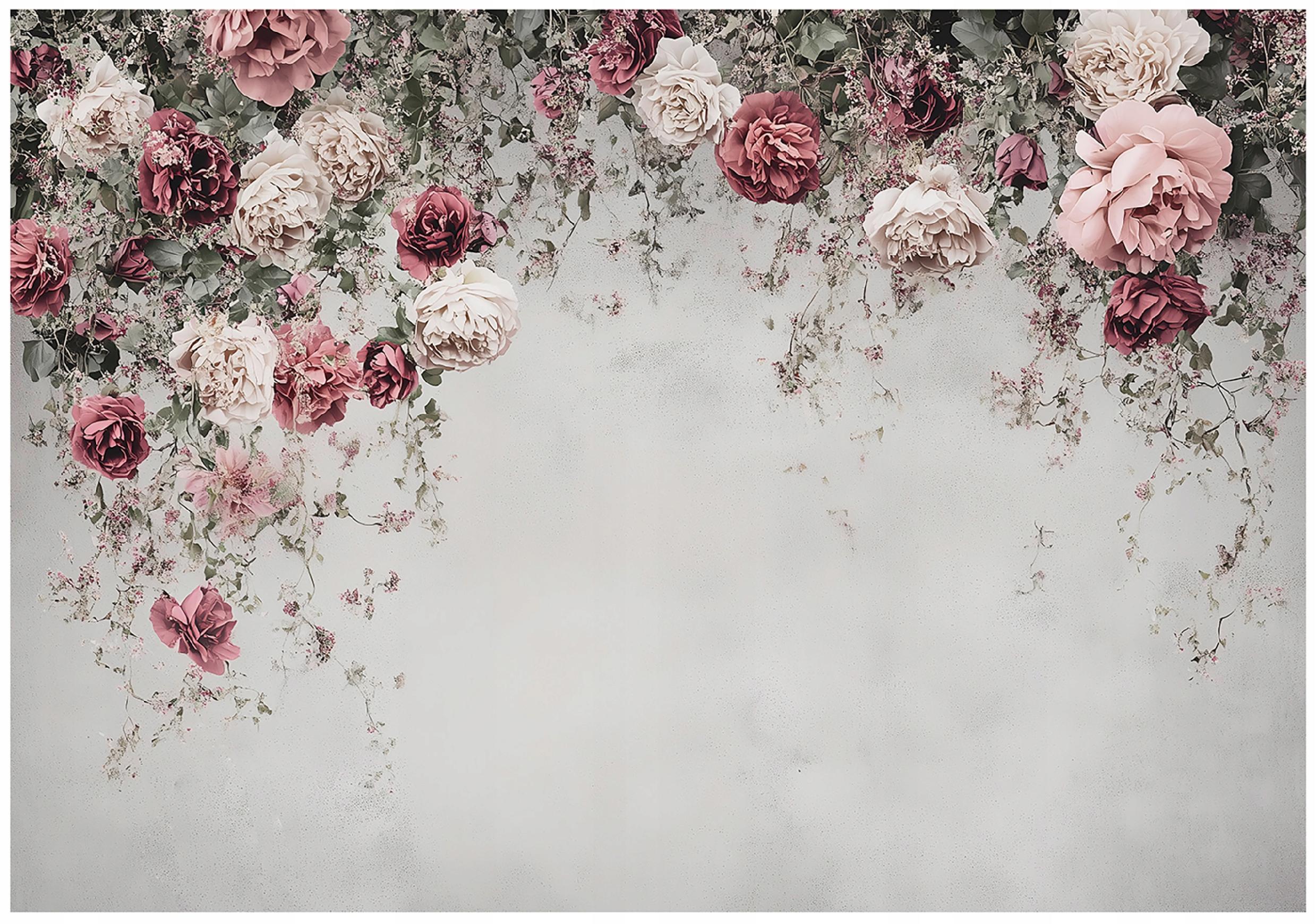 FOTOTAPETE Blumen Betonwand Vlies Tapete Wohnzimmer 250x175 - Multicolor, Papier (250/175cm) - Wallarena