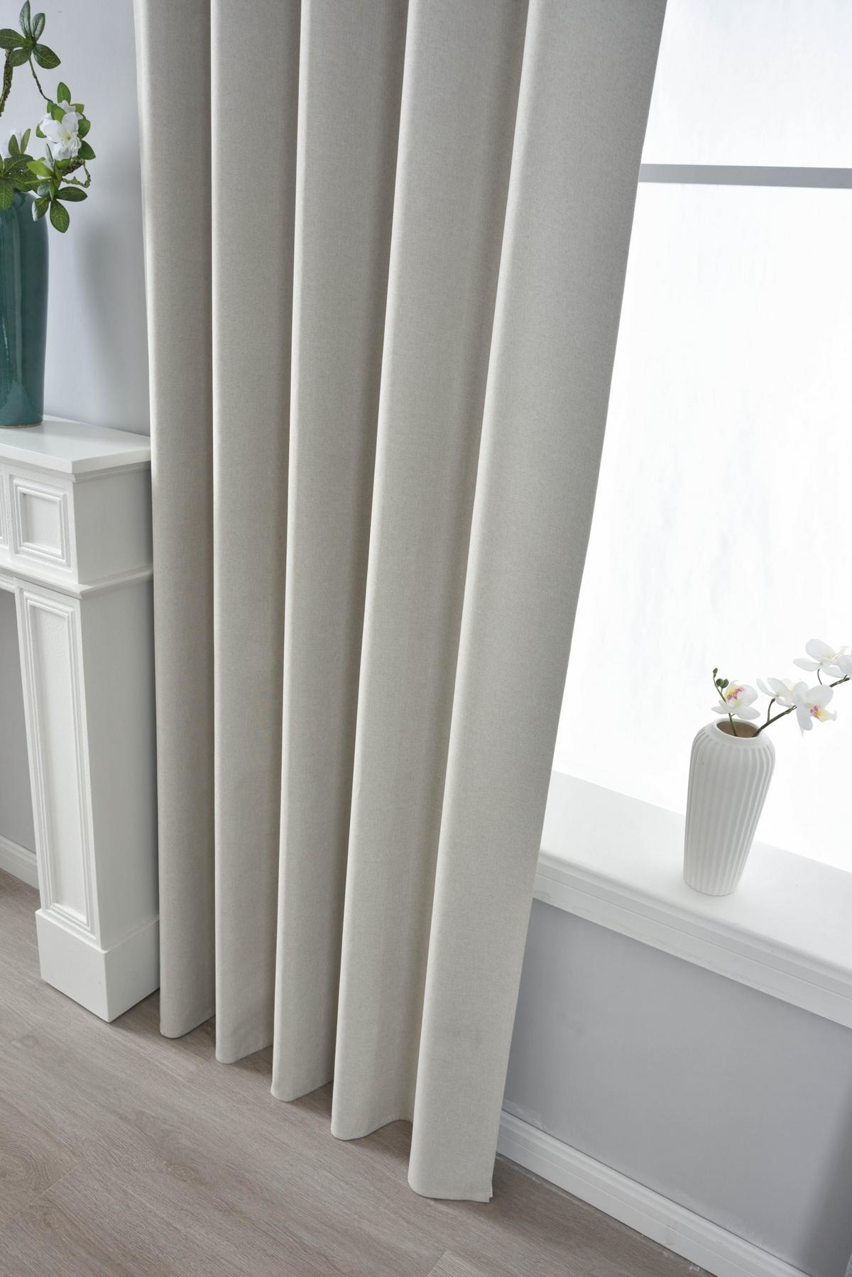 VORHANG 2ER SET BOSTON DARK HxB 175x140 cm Creme - Creme, Textil (140/175cm) - Gardinenbox