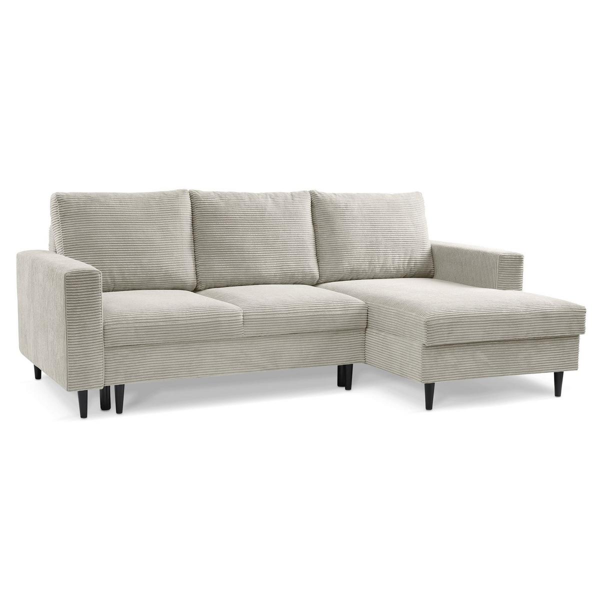 ECKSOFA Nalika Hellbeige mit Cordbezug - Beige/Creme, Holz/Textil (143/230cm) - Selsey