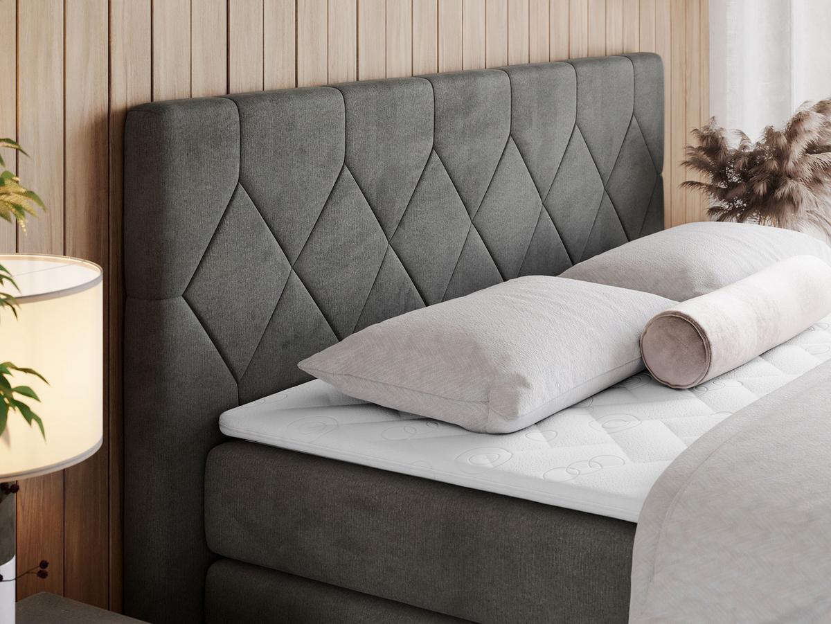 BOXSPRINGBETT KING EIGAR 120/200 Dunkelgrau Velvet - H3 - Dunkelgrau, Holz/Textil (120/200cm) - MKS