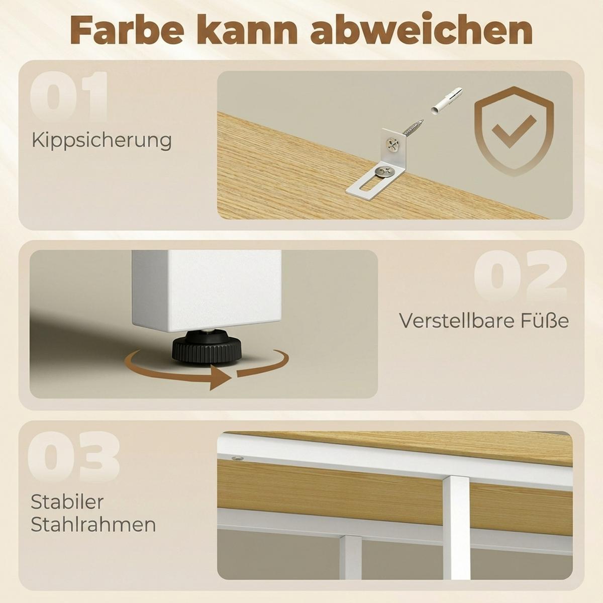KÜCHENREGAL Spanplatte Kohlenstoffstahl Eiche Weiss - Weiß, Holzwerkstoff/Kunststoff (35/80/100cm) - HOMCOM