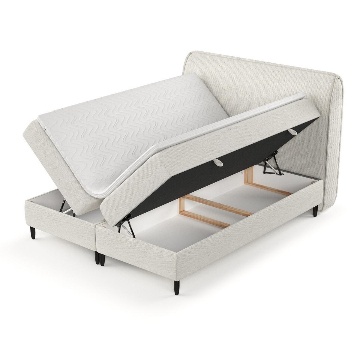 BOXBETT Lunaro 200/200 cm Creme im Modesto Stoff - Creme/Schwarz, Holz/Holzwerkstoff (200/200cm) - AltaBeds