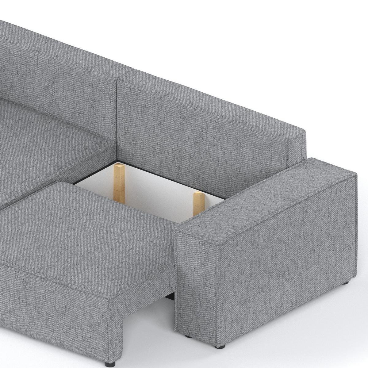 ECKSOFA AVION mit Schlaffunktion Grau im Neve Stoff - Schwarz/Grau, Holz/Holzwerkstoff (253/148cm) - AltaBeds