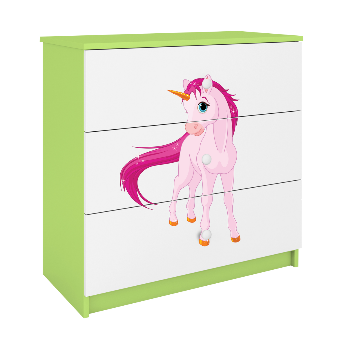 KOMMODE Babydreams Einhorn 81/81/41 - Grün, Holzwerkstoff (81/81/41cm) - RAUMHIRSCH FURNITURE