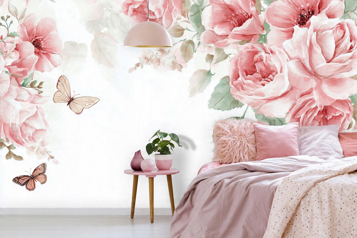 FOTOTAPETE Blumen Rosen Rosa Schlafzimmer 200x140 - Multicolor, Papier (200/140cm) - Wallarena