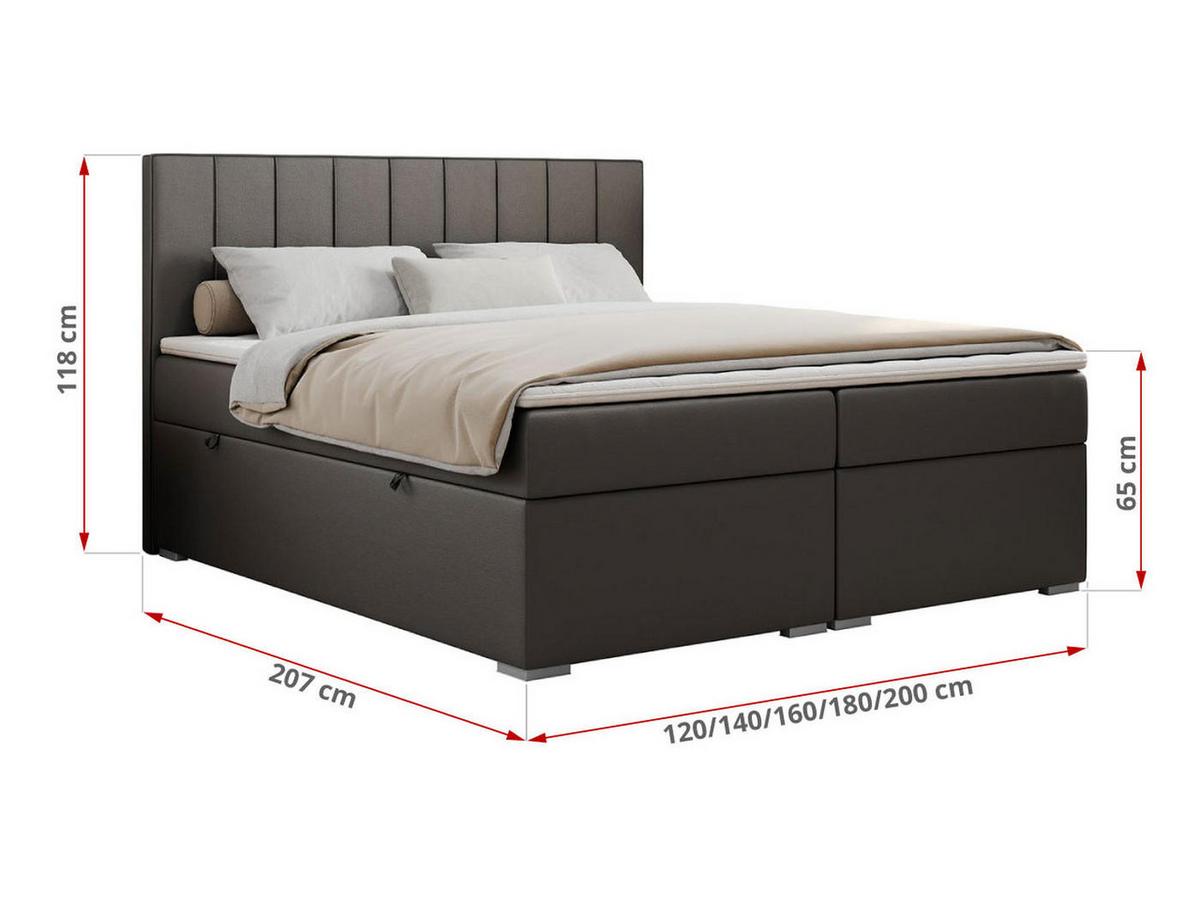 BOXBETT ALLY 160/200 Dunkelgrau Kunstleder - H3 - Dunkelgrau, Holz/Textil (160/200cm) - MKS