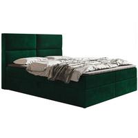 BOXBETT Bonio III 140/200 cm in Grün – mit Bettkasten und Topper - Schwarz/Grün, Holz/Holzwerkstoff (140/200cm) - AX Living