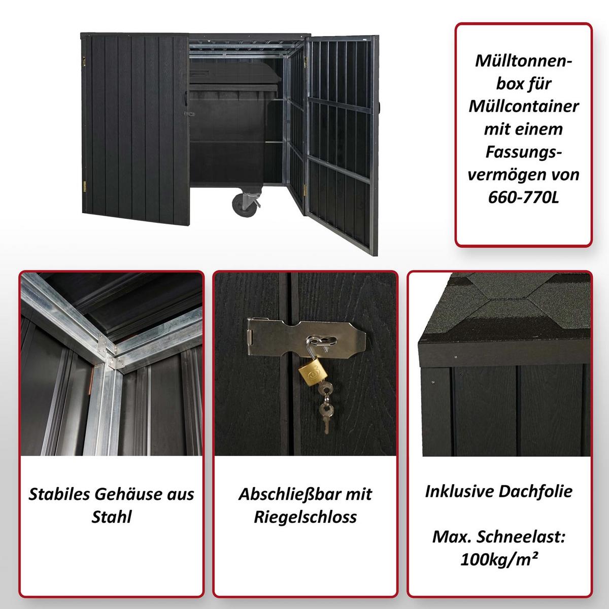 MÜLLTONNENVERKLEIDUNG Braun - Braun, Metall (213/172/112cm) - MCW