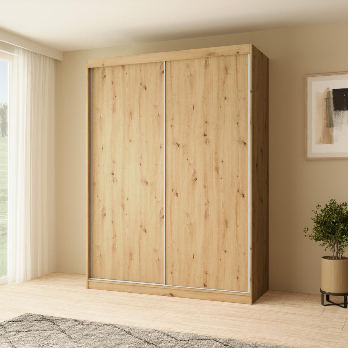 SCHWEBETÜRENSCHRANK Mario 160/216/61 eiche Artisan - Eiche Artisan, Holzwerkstoff (160/216/61cm) - Beautysofa