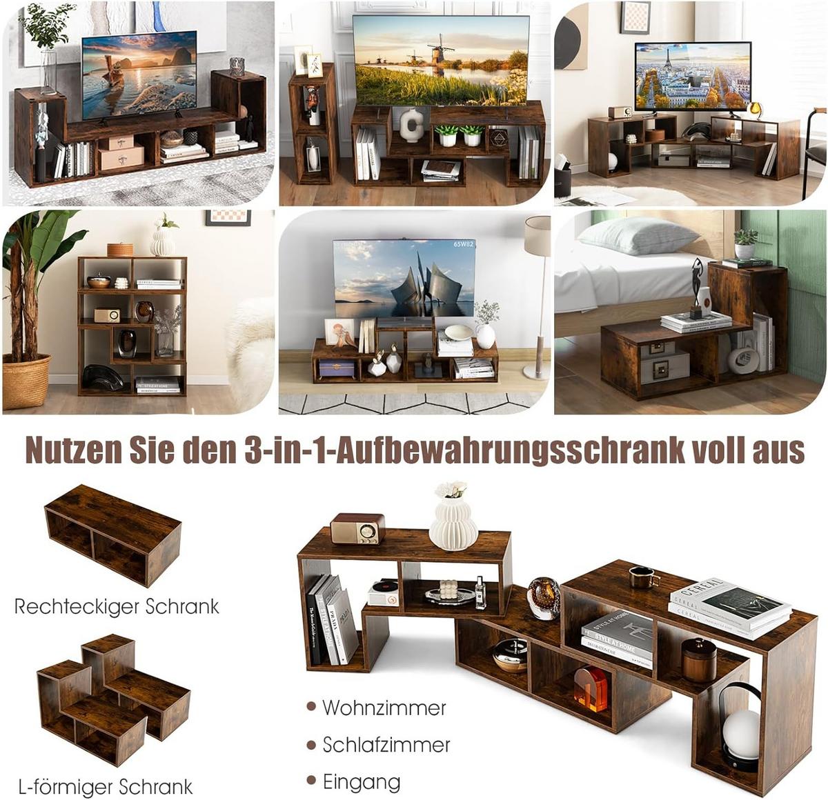 FERNSEHSCHRANK Holz Braun - Braun, Holz (170/43/30cm) - COSTWAY