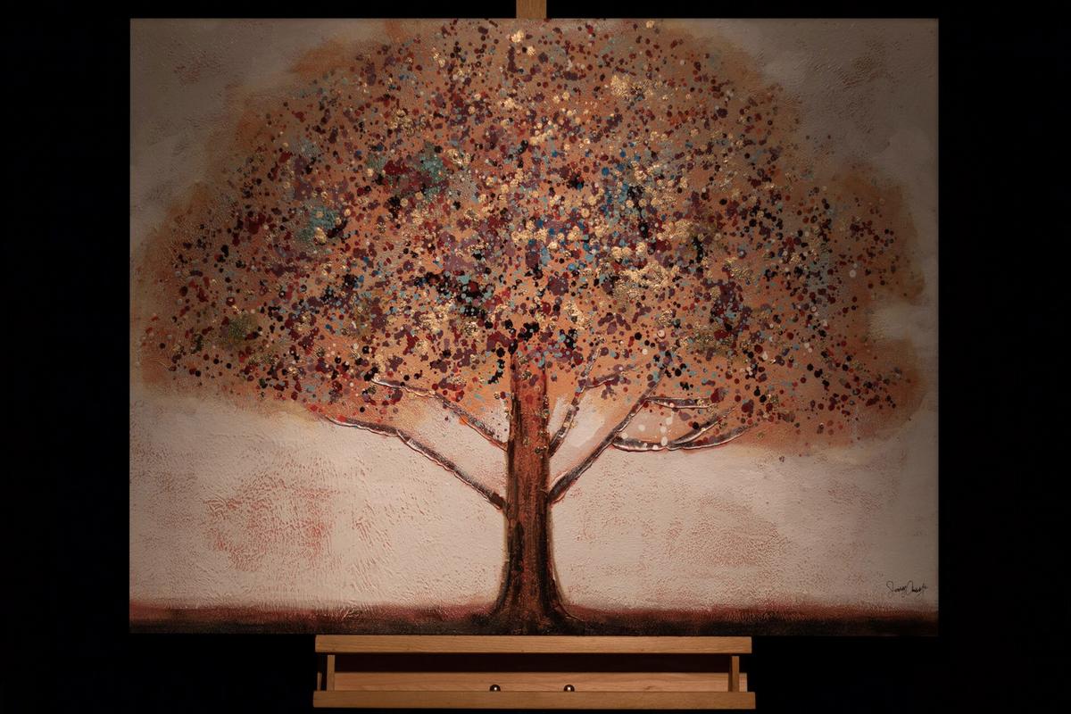 ACRYLBILD HANDGEMALT 100/70 cm - Rot/Orange, Holz/Textil (100/70cm) - KUNSTLOFT