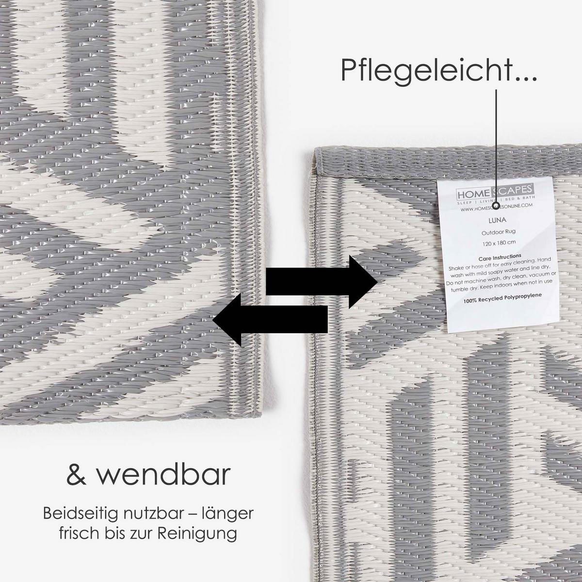 OUTDOORTEPPICH Luna, geometrisch gemustert 120/180 cm - Grau, Kunststoff (120/180cm) - Homescapes