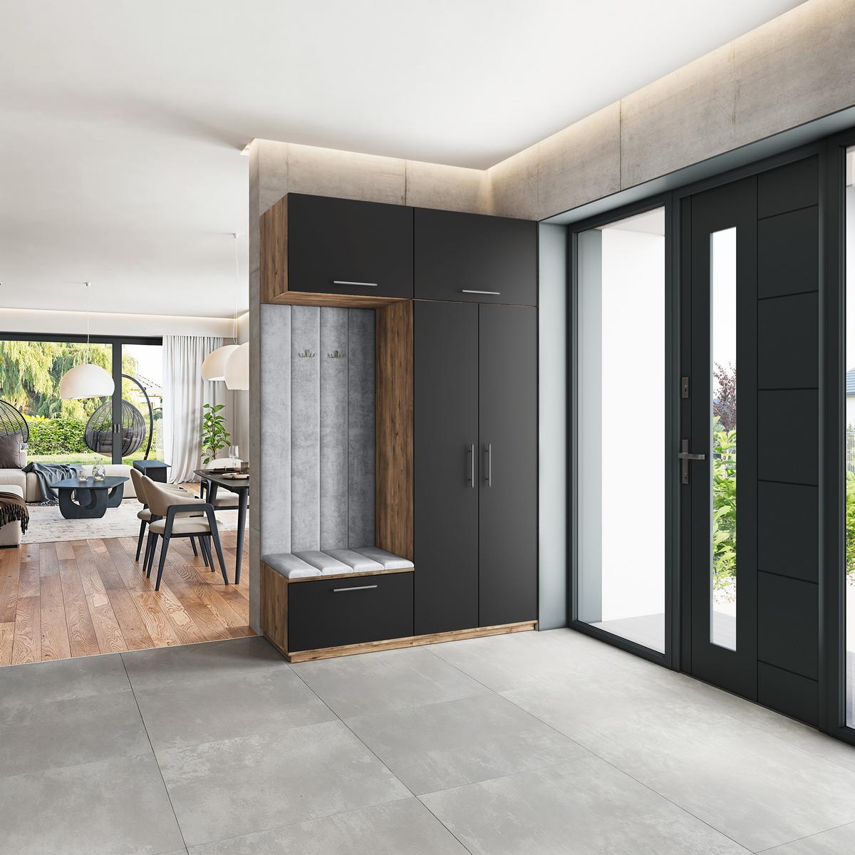 GARDEROBENSCHRANK REMA 150/240/60 cm Modern Eichefarben - Eichefarben/Hellgrau, Holzwerkstoff (150/240/60cm) - MASSENO