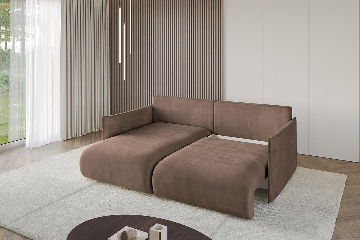 ECKSOFA Ottomane links ONESK-L 216x177x72 Braun Velours - Braun, Holzwerkstoff/Kunststoff (216/177cm) - ALTDECOR