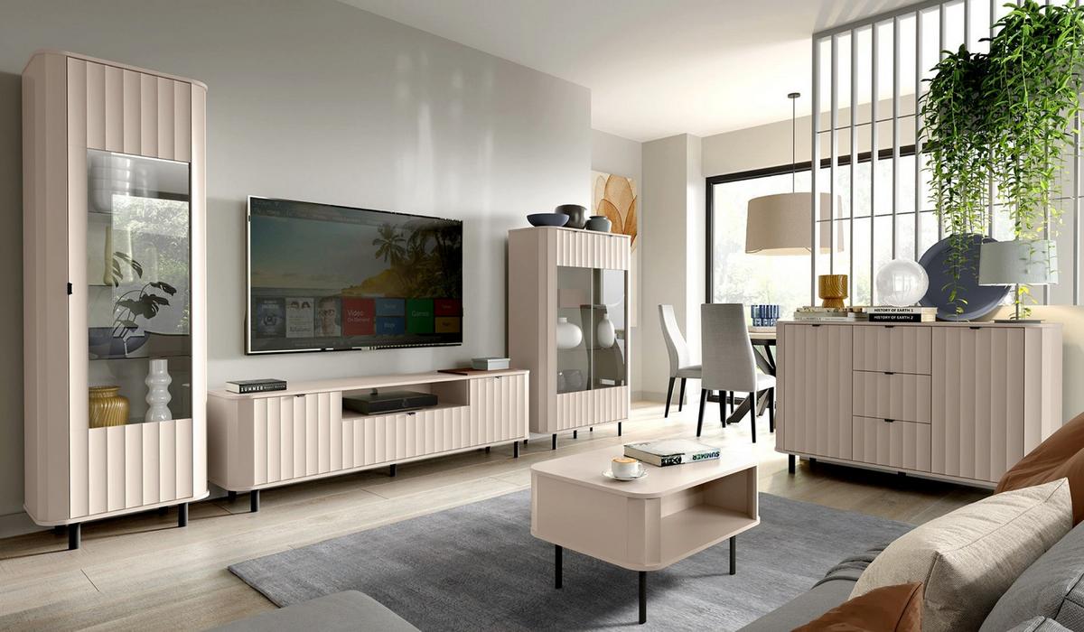 VITRINE Novado Kaschmirgrau 65 cm - Taupe/Schwarz, Holzwerkstoff/Metall (65.3/200/40.5cm) - Selsey