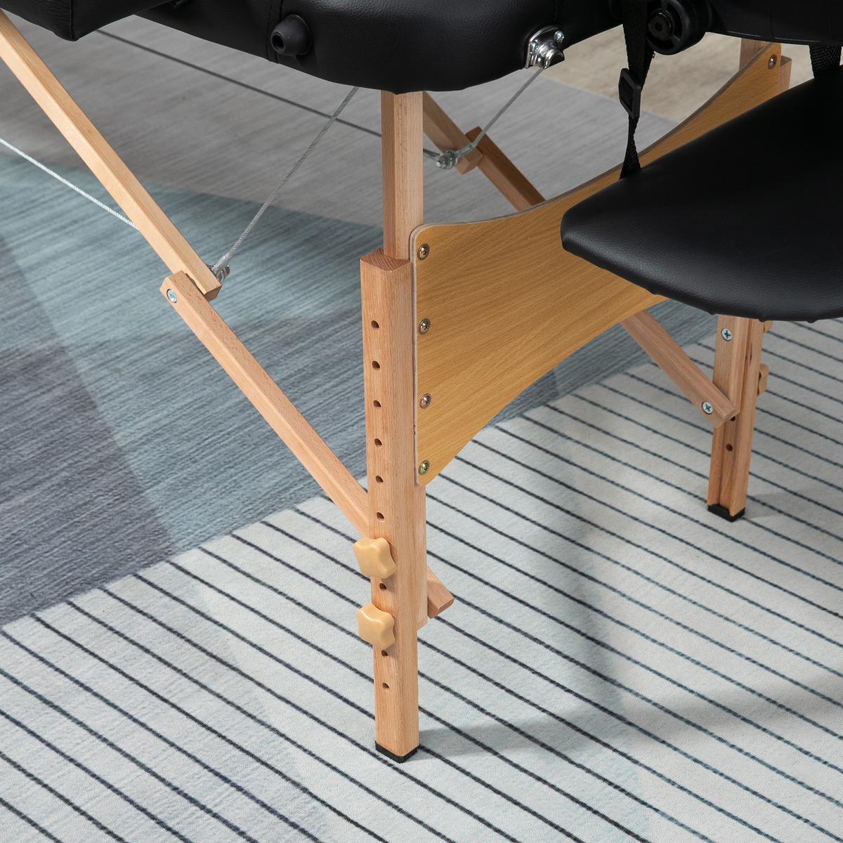 MASSAGELIEGE, klappbarer Massagetisch mit Kopfstütze, für Spa, Salon Kunststoff - Schwarz, Leder (81/92/210cm) - HOMCOM