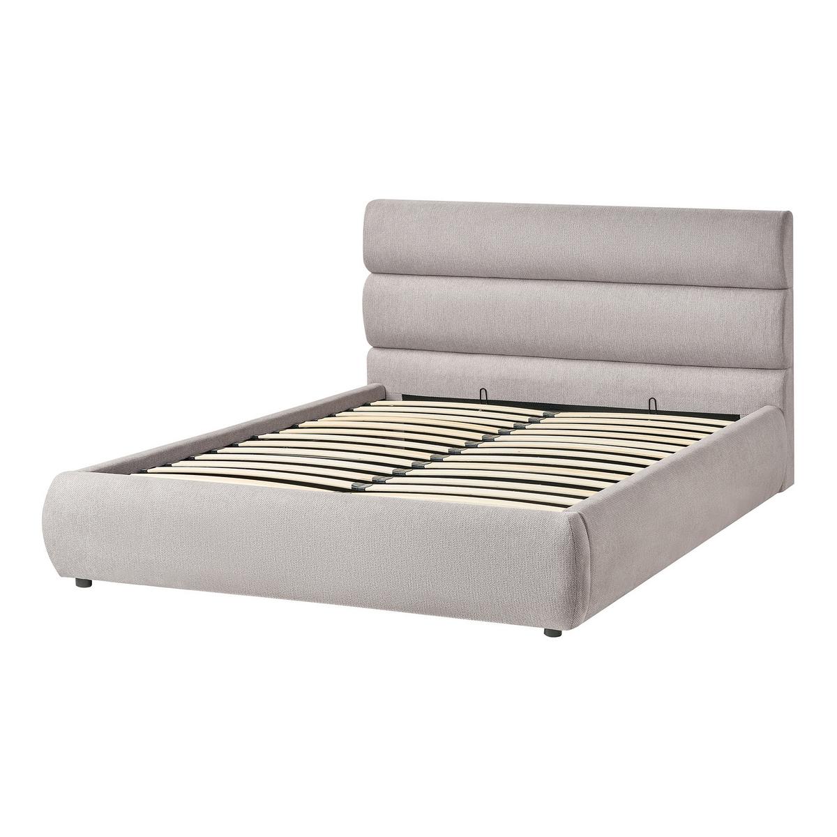 BETT mit Stauraum 140/200 cm Kunstleinen Hellgrau Bonifacio - Hellgrau, Textil (140/200cm) - Beliani