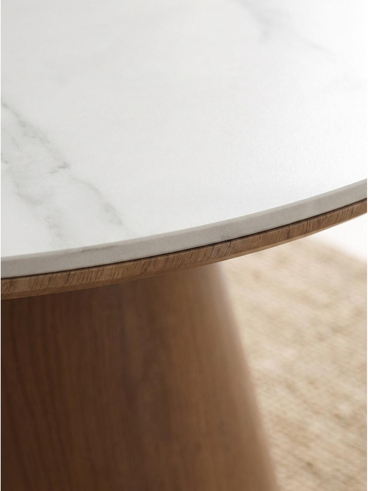 ESSTISCH LOVRAN, Sinterstein, Weiß-Braun, Ø 120 x 75 cm - Braun, Holzwerkstoff/Metall (120/120/75cm) - KADIMA DESIGN