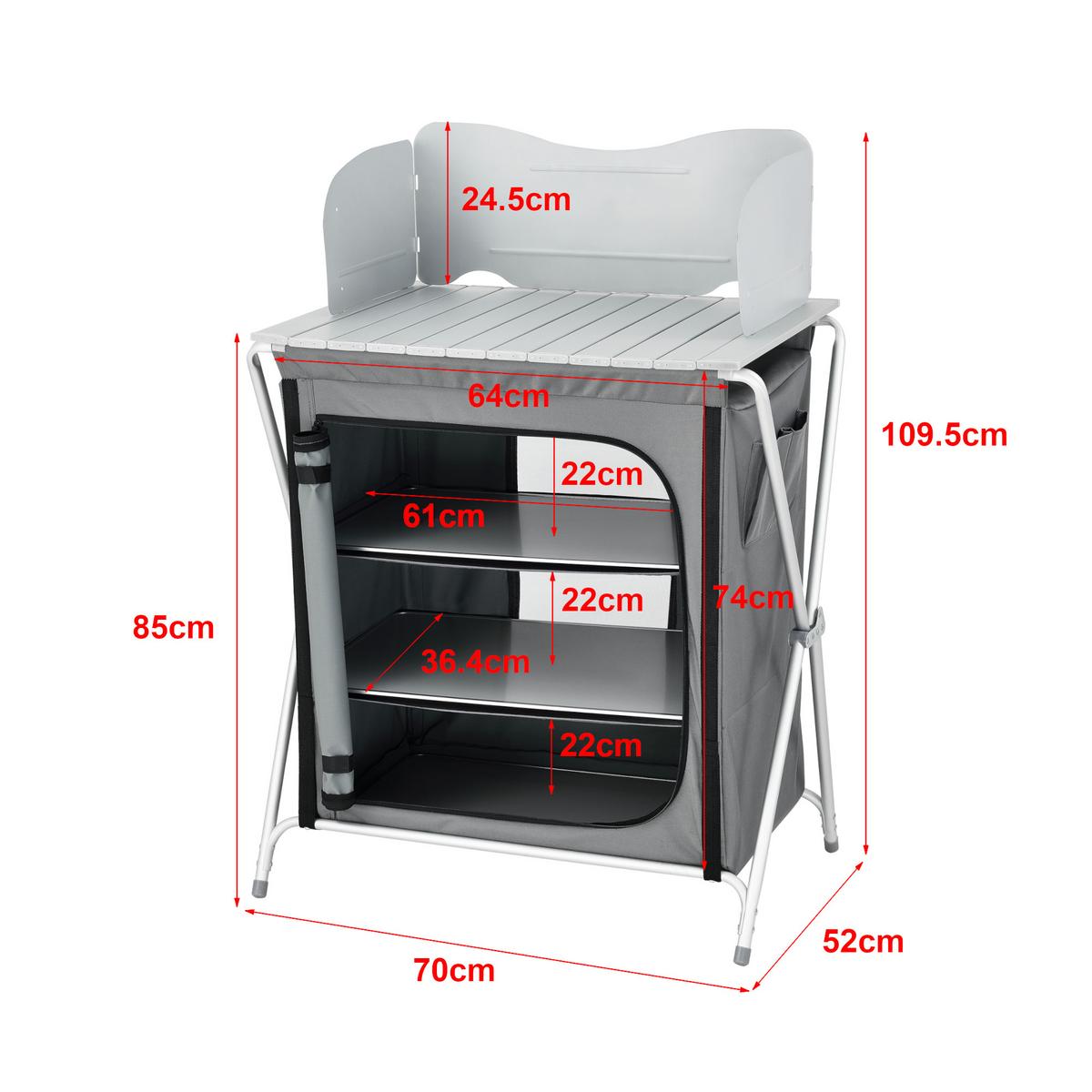 CAMPINGSCHRANK Tullinge - Grau, Textil/Metall (52/70/109.5cm) - [en.casa]