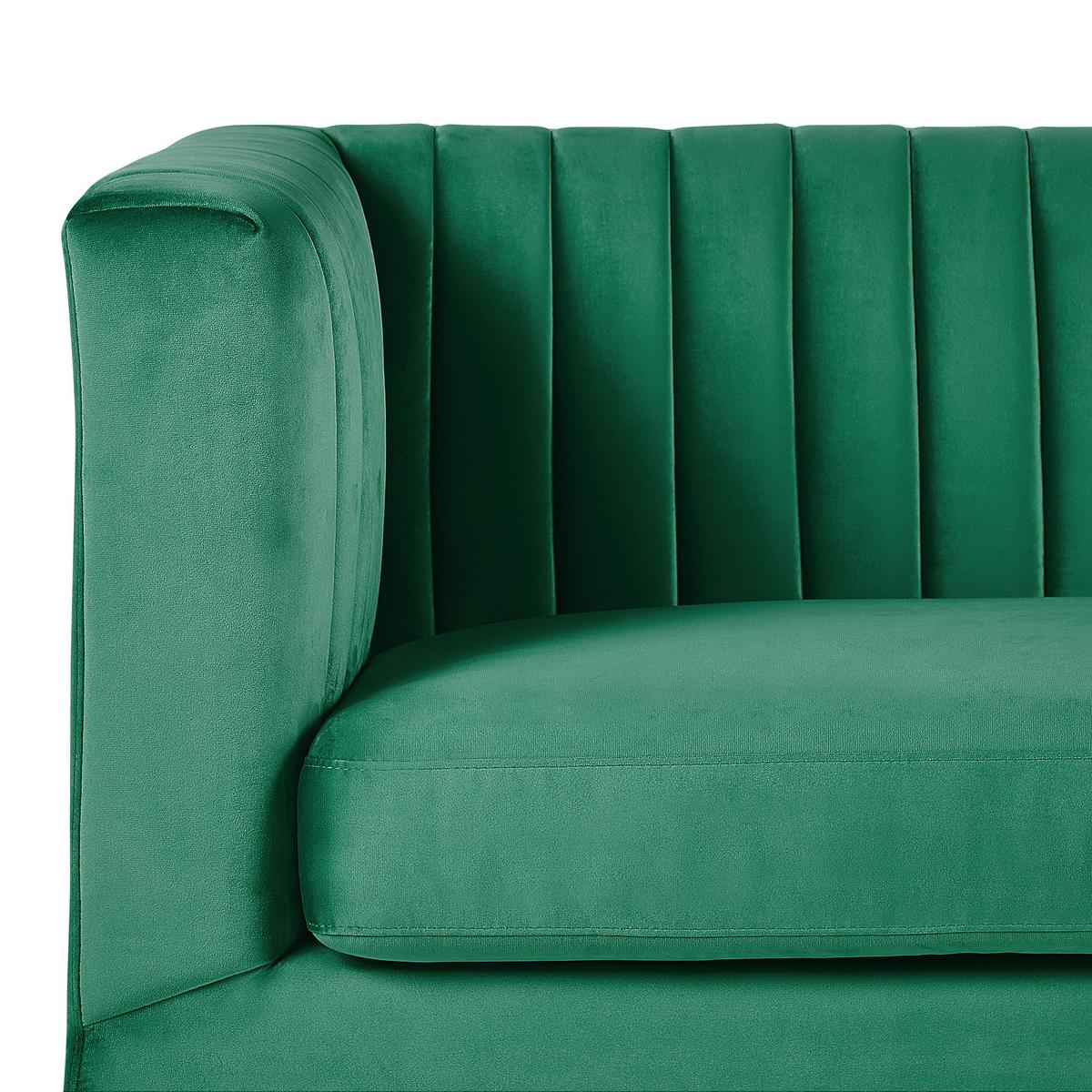 3-SITZER-SOFA Samtstoff Grün Arvika - Grün, Textil (204/75/78cm) - Beliani