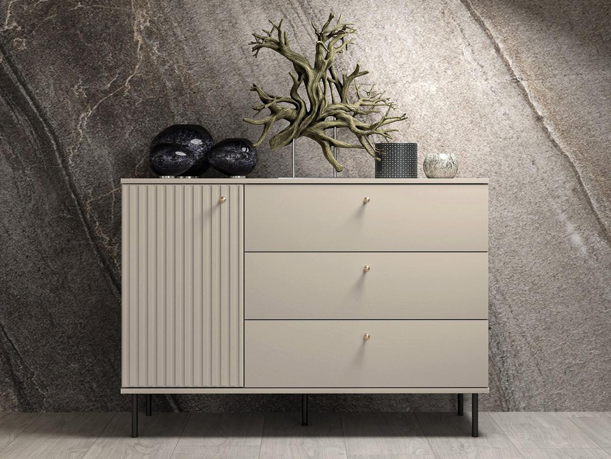 SIDEBOARD CALETTO Beige 120 cm - Beige/Goldfarben, Holzwerkstoff/Metall (120/84.8/40cm) - Selsey