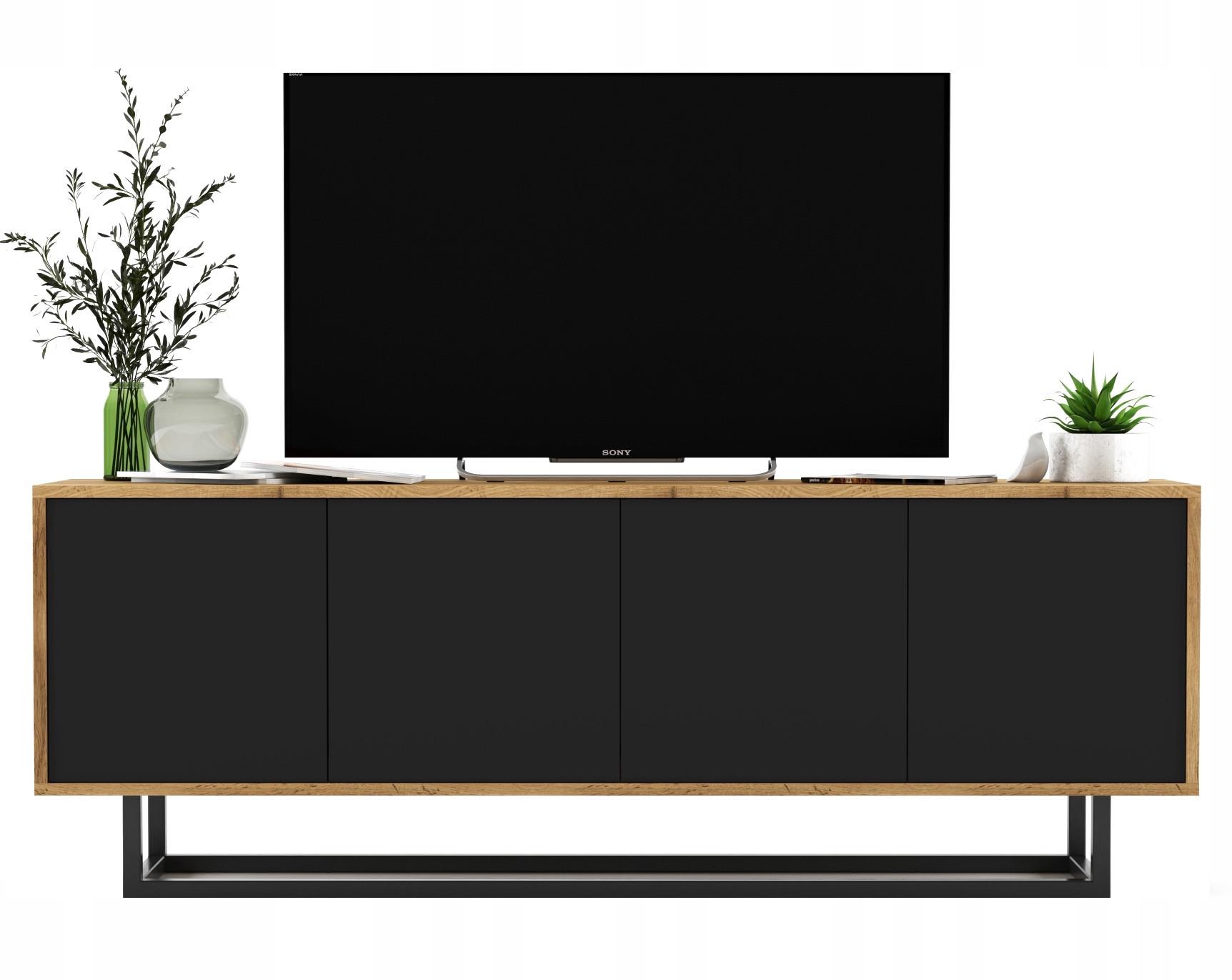 TV-SCHRANK Apollo2 Eiche wotan Schwarz Matt 150/53/35 cm - Schwarz, Holzwerkstoff/Metall (150/53/35cm) - Meble Lindner