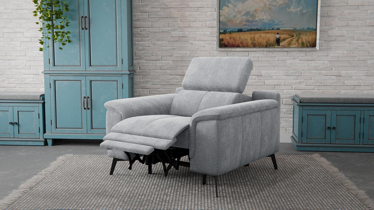 SESSEL FIERO mit Relaxfunktion, silberfarben - Silberfarben/Schwarz, Holzwerkstoff/Textil (114/82/103cm) - Wozimo