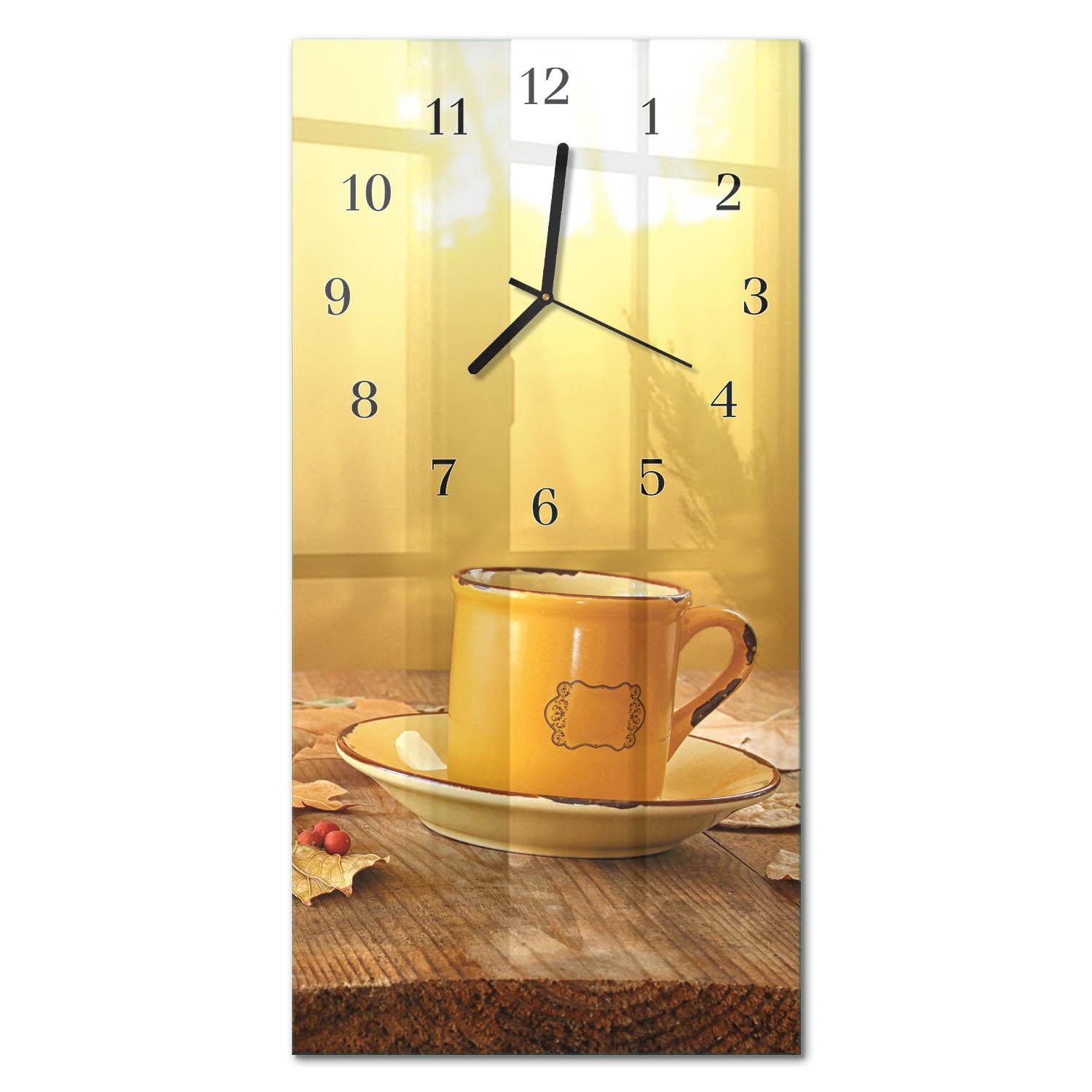 WANDUHR aus Glas 30x60 cm - Tasse - Goldfarben, Glas (30/60/0.4cm) - TULUP