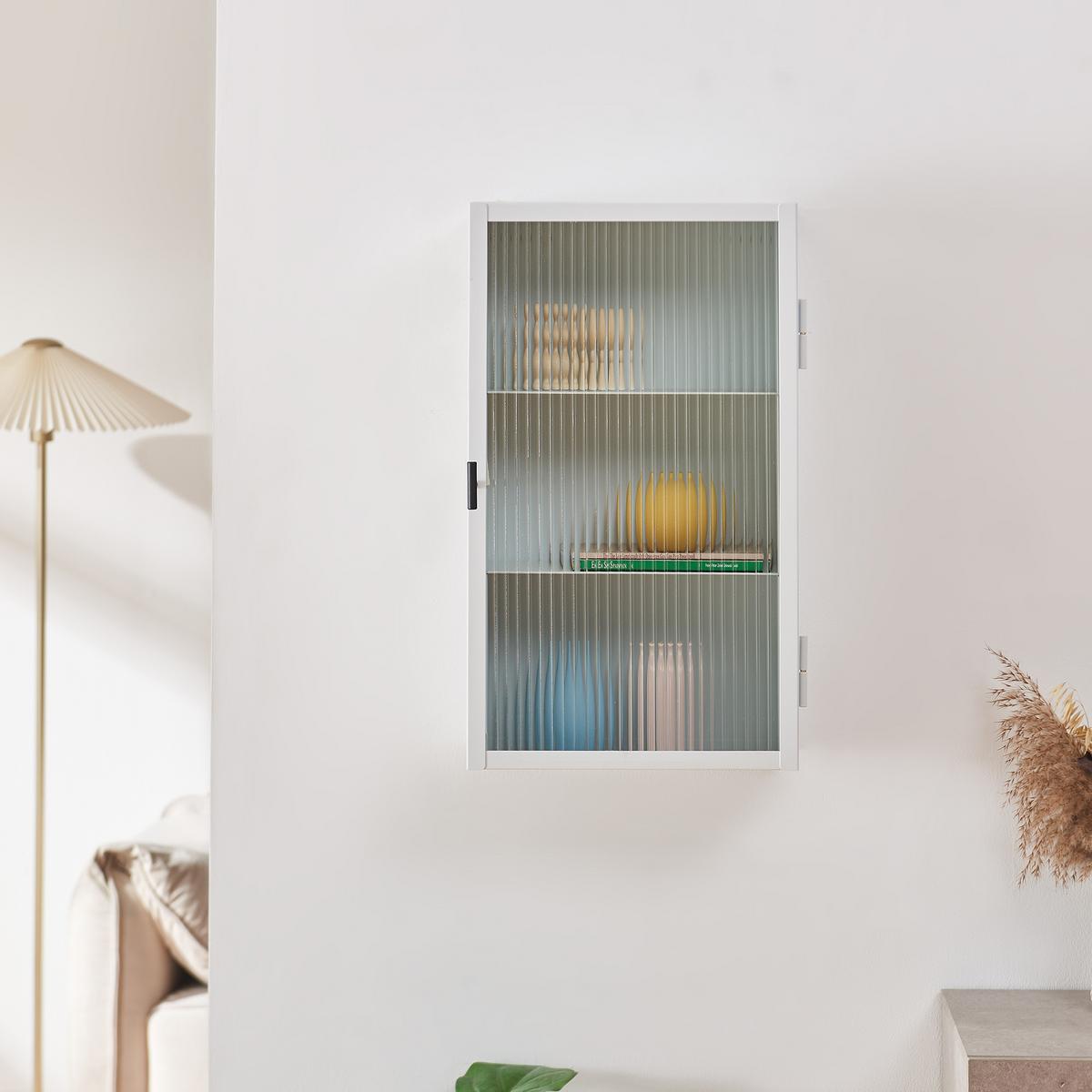 WANDSCHRANK Zundert - Weiß, Glas/Metall (35/60/15cm) - [en.casa]