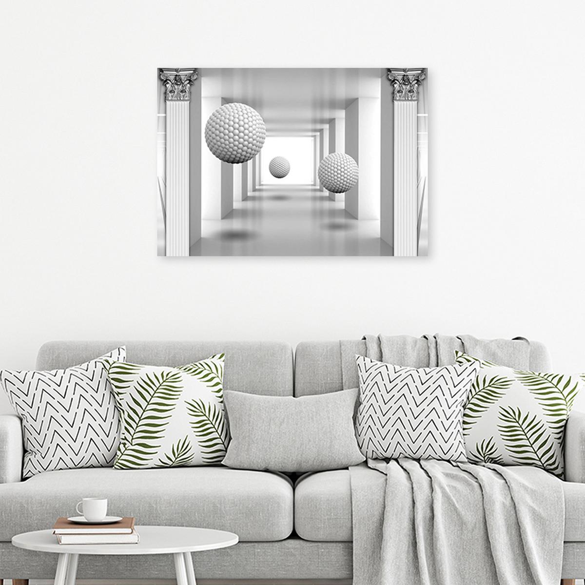 WANDBILD kugeln im 3d tunnel - Weiß, Textil (60/40cm) - Feeby