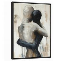 LEINWAND Bilder mit Rahmen - Abstrakt - Liebe - Schwarz und weiß - Modern - 30x40 - Schwarz, Textil (30/40cm) - MuchoWow