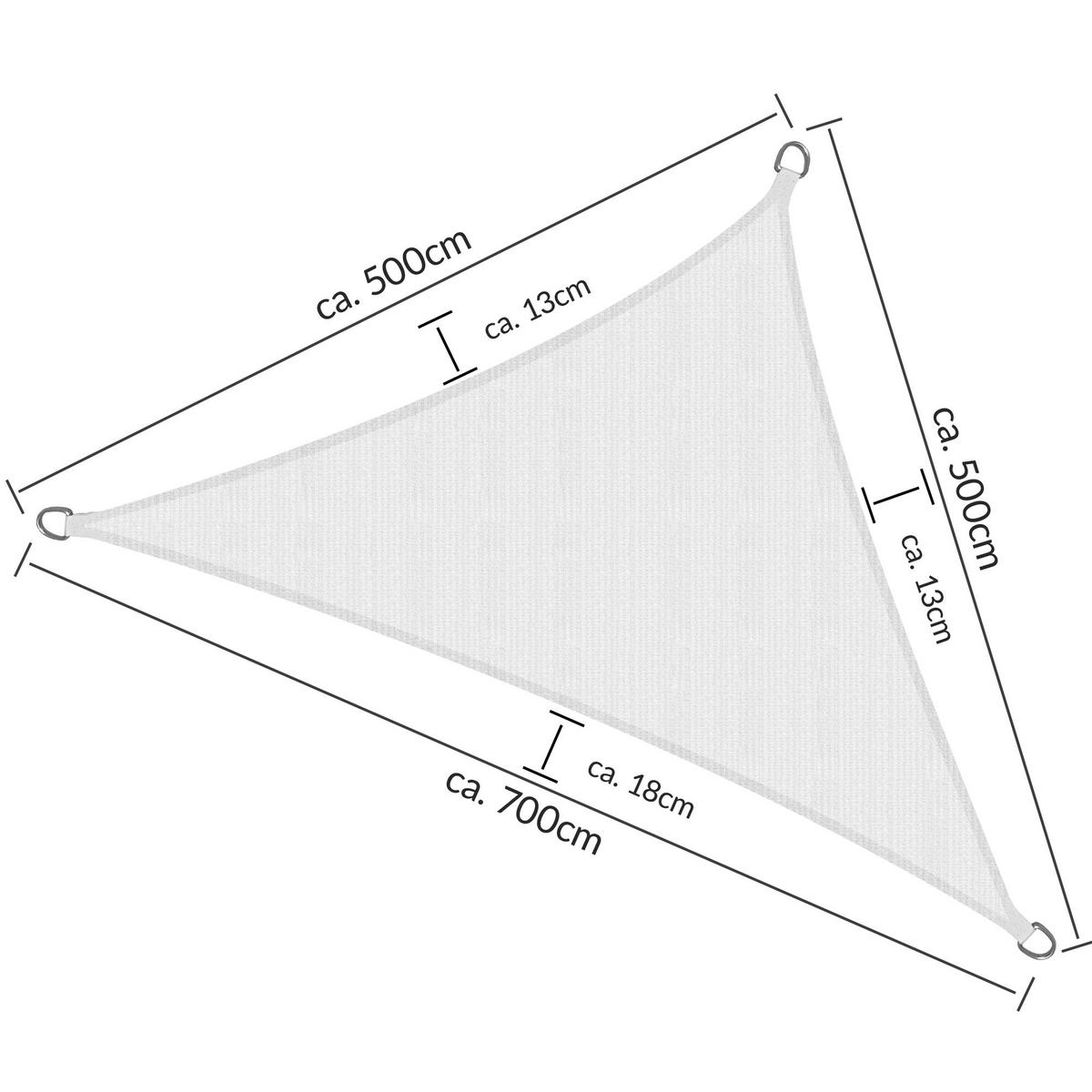 SONNENSEGEL SolVision HS9 500/500/700 cm dreieckig Weiß HDPE - Weiß, Kunststoff (500/500cm) - Sol Royal