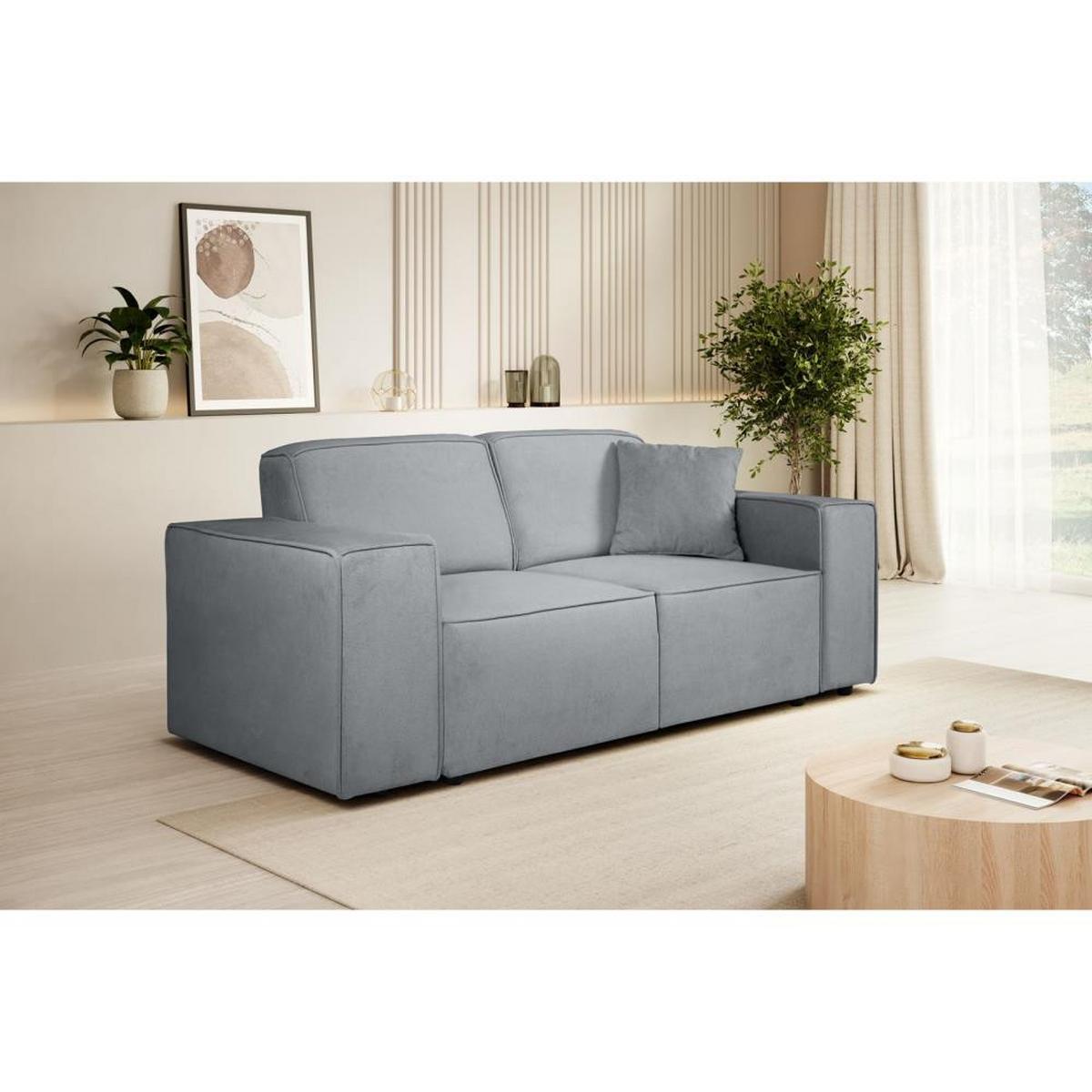 2-SITZER SOFA Pedro ohne Schlaffunktion hellgrau - Hellgrau/Schwarz, Textil (185/75/88cm) - Beautysofa