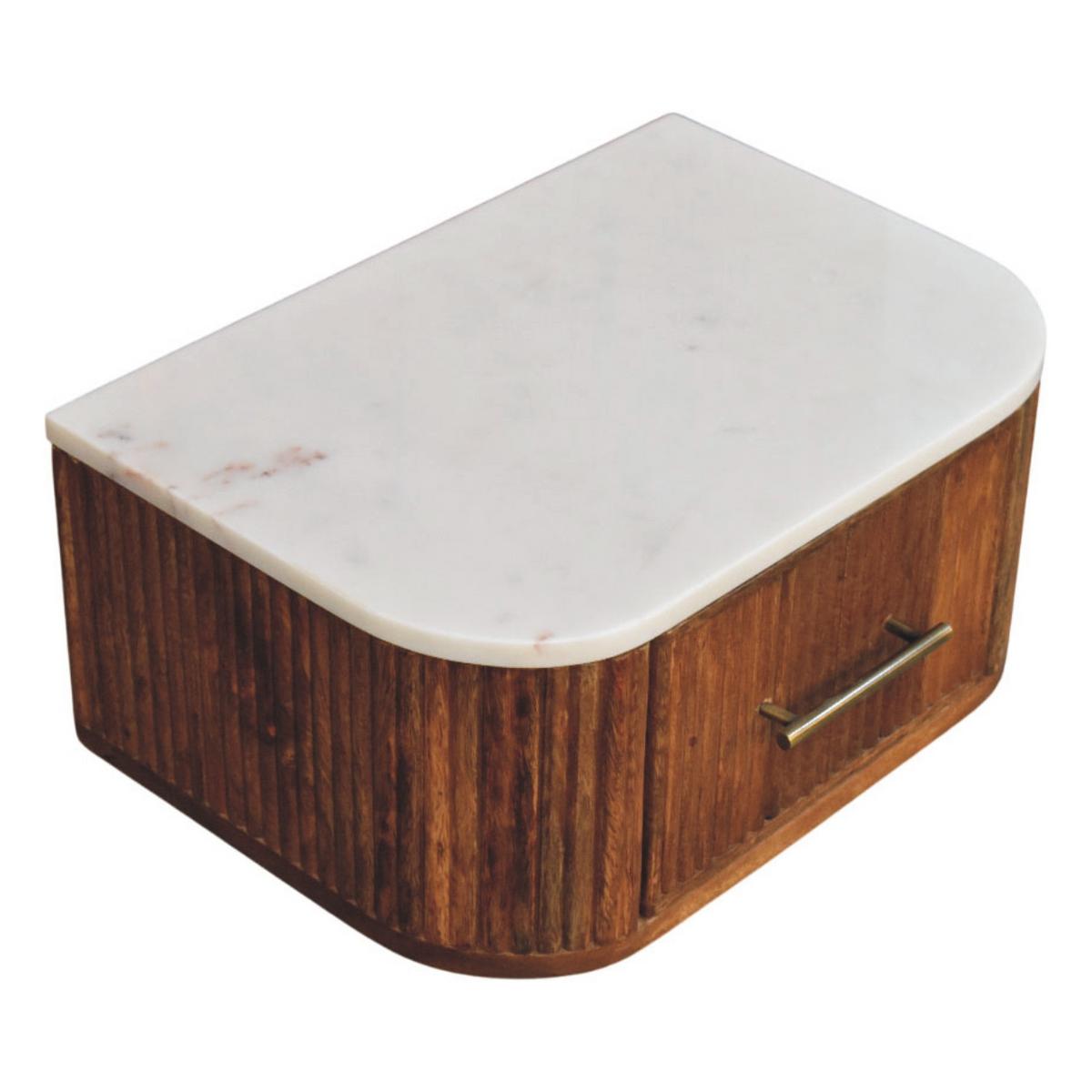 NACHTTISCH mit Golden-Teak-Finish, Marmorplatte oben, 1 Schublade, braun - Braun, Holz/Naturmaterialen (44/20/31cm) - Artisan Furniture