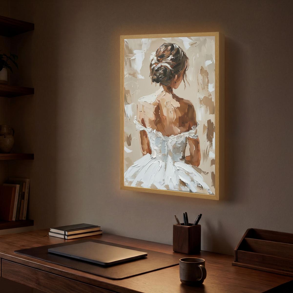 WANDLEUCHTE MIT AKKU Frau - Farbe - Abstrakt - Beige - Modern 40x60 cm - Hellbraun, Holzwerkstoff (40/60/8cm) - OnlyWow