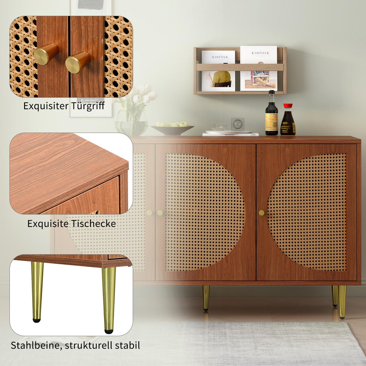 SIDEBOARD 129.8/40/76 cm - Braun, Holzwerkstoff (40/76/130cm) - Urban Meuble