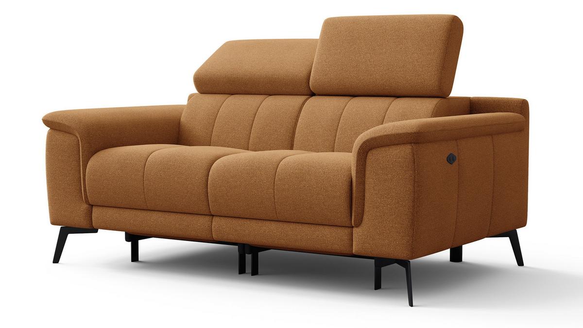 RELAXSOFA FIERO 2-Sitzer mit 2 Relaxfunktionen, orange - Schwarz/Orange, Holzwerkstoff/Textil (170/82/103cm) - Wozimo