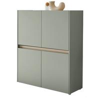 HIGHBOARD in Salbei Grün mit Eiche, 4-türige Kommode mit 8 Fächern, 100 x 120 cm - Salbeigrün/Eichefarben, Holz/Holzwerkstoff (100/120/40cm) - Furn.Design