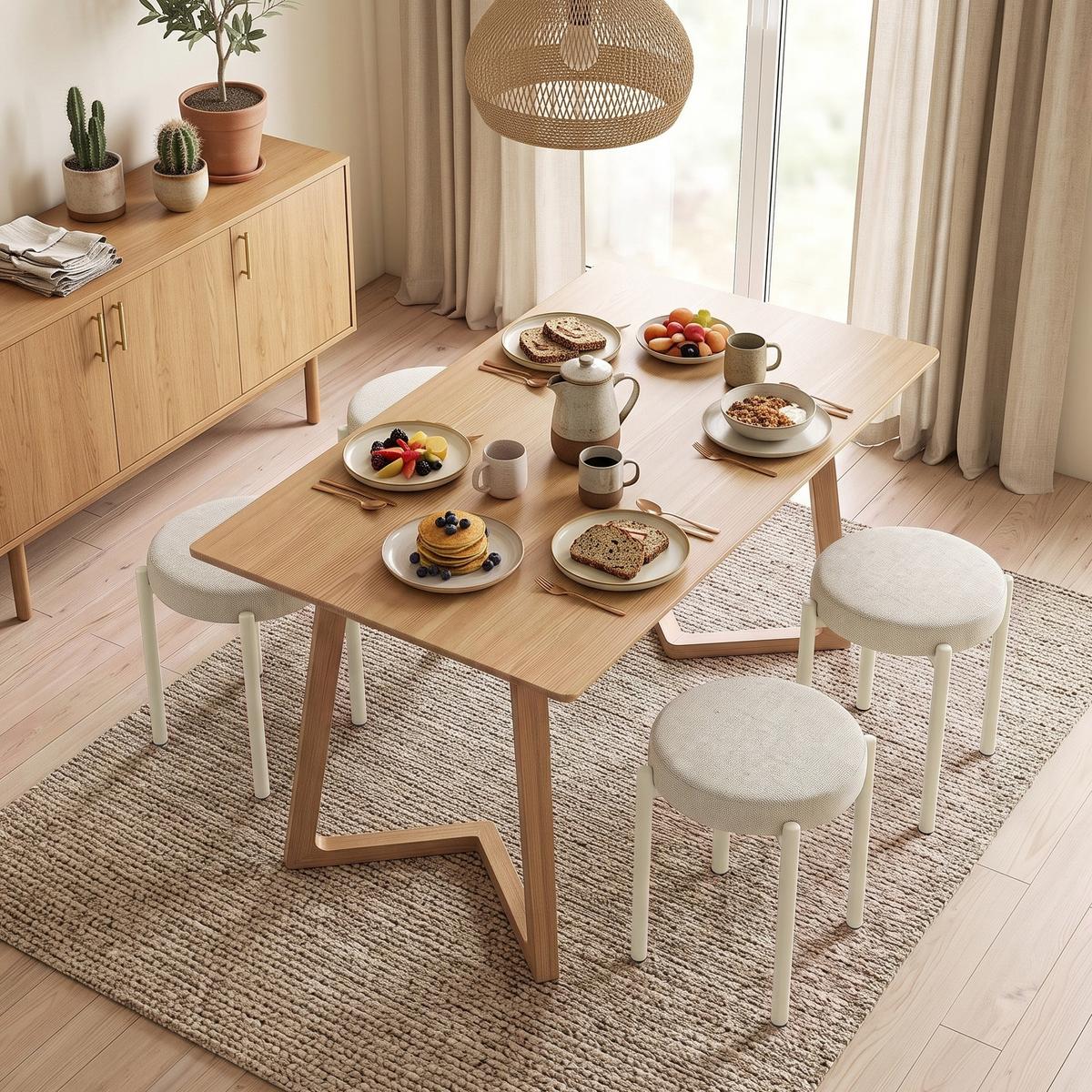 HOCKER 4er Set Polyester Cremeweiß - Dunkelgrün/Creme, Textil/Metall (45/47.5/45cm) - HOMCOM