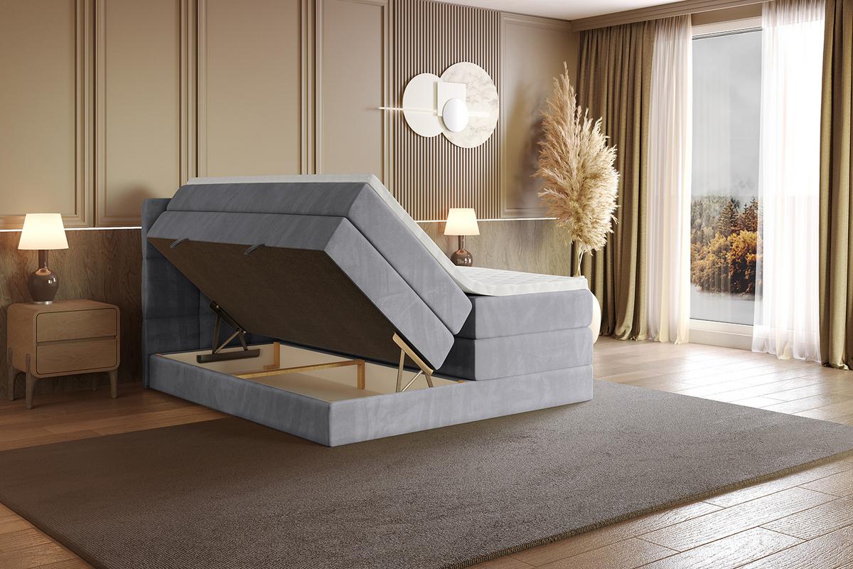 BOXSPRINGBETT mit Matratze H3|H4 und Lattenrost - LIRO KING-160x200 - Grau Monolith - Hellgrau, Holzwerkstoff (160/200cm) - ALTDECOR